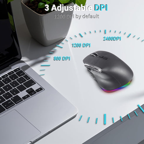 Ergonomic Mouse,Bluetooth Vertical Wireless Mouse,LED Rechargeable Optical Computer Mice, Portable(BT5.2 or USB 2.4GHz) Dual Mode,1000/1600/2400 D...