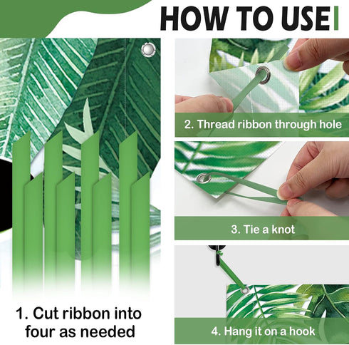 Hello Summer Tropical Large Outdoor Banner 120 x 20 Inch, Hawaii Monstera Palm Leaves Decorative Fence Yard Garden Sign Frangipani Backdrop Home I...
