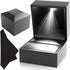 DANTE Luxury Engagement Ring Box With Light - Plush Velvet Wedding Case - Automatic LED Light Up Box - Premium Black - Ideal for Proposal, Anniver...