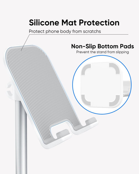Cell Phone Stand, Height Adjustable Phone Stand for Desk, Desktop Phone Holder Cradle Compatible with iPhone, Pro Max, Galaxy, and All Mobile Phon...