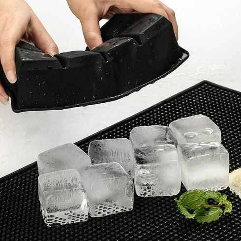 Froz Silicone Ice Cube Trays 2 Pack - Makes 8 Big 2 Inch Square Ice Cubes for Whiskey and Cocktails - Large King Size Mold for Freezer...