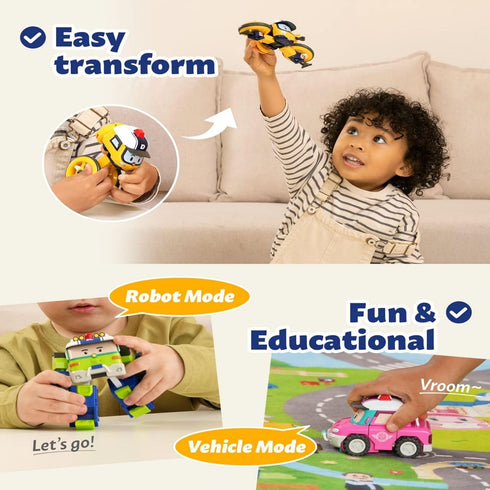 Robocar Poli Transforming Robot, Bucky 4" Transformable Action Toy Figure Vehicles, Mountain Rescue Car Emergency Vehicle Playset, Holiday Birthda...