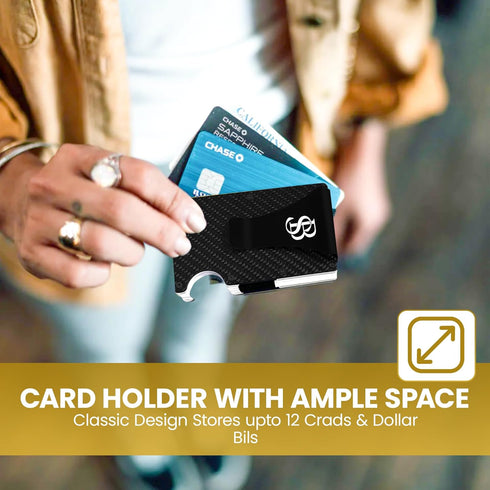 Carbon Fiber Wallet - Slim Wallet for Men with Cash & Credit Card Holder, RFID Blocking Technology, Minimalist Money Clip Holds Up to 12 Cards - G...
