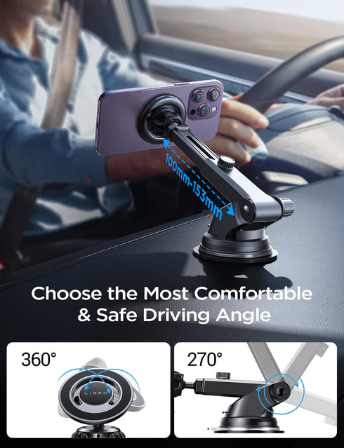 LISEN 3-in-1 Car Mount for iPhone 14/13/12/mini/pro max, Black......