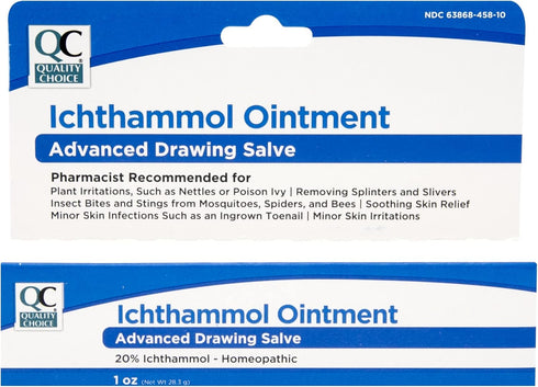 Quality Choice Ichthammol Ointment 20%, Advanced Drawing Salve, Soothing Skin Relief for Plant Irritations, Splinter, Slivers, Acne, Boils, Ingrow...