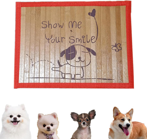 Pet Dog Bamboo Pad, Summer Pet Cat Puppy Portable Washable Mat Cartoons Pattern Mat Cushion Pad Cool Bed Sleeping Mattress Cushions Dogs Seat (Dog...