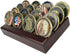 4 Rows Coin Holder, US Army Military Collectible Challenge Coin Display Case Wood Stand, Holds 12-16 Coins...