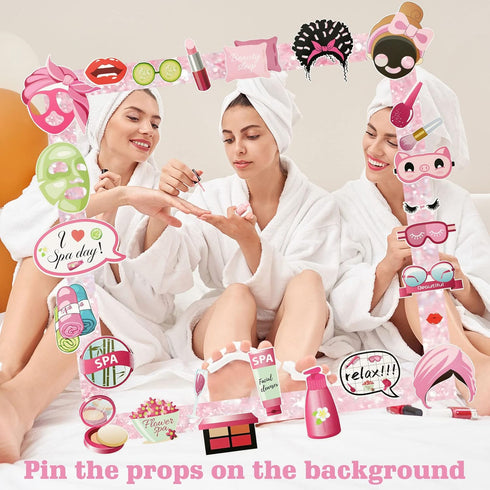 Konsait 26 PCS Spa Party Photo Booth Props, Kids Spa Party Supplies for Girls Women, Spa Party Decorations, Spa Birthday Party Supplies for Girls,...