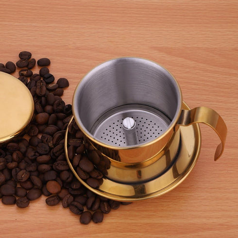 Stainless Steel Vietnamese Coffee Drip Filter Maker for Home and Office (Gold)...