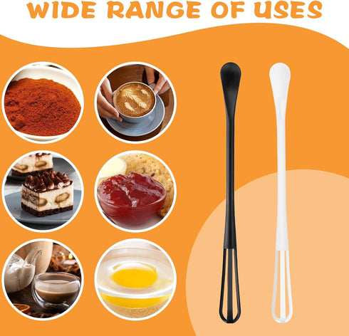 2 in 1 Mini Whisk, 2 Pcs Multifunctional Small Whisk, Tiny Whisk Wisking Tool Small Mixing Balloon Whisk Long Handle Mini Spoon Manual Whisk Tool ...