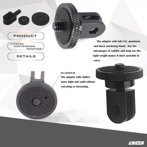 Aluminum Camera Tripod Mount Adapter,2pcs ¼-20 Conversion Adapter for Tripod, Suitable for GoPro Hero/Sony/ Insta360 X3/ Sjcam/Action Camera and O...