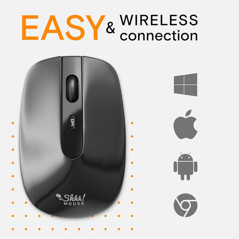 Silent Wireless Mouse for Laptop Small Compact Cordless Computer Mice with USB 2.4 GHz – Quiet Click, 3 DPI Levels, Travel Mouse – Portable for PC...