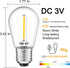 LED S14 Low Voltage (DC 3V) Replacement Bulbs with E26 Base for Outdoor Solar String Lights, 15 Pack, Clear...