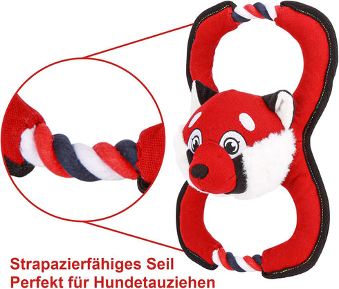 GAOMON Squeaky Dog Toys, Durable Plush Chew Toys in Fox Shape, Interactive Tug of War Toy for Small and Medium Dogs...
