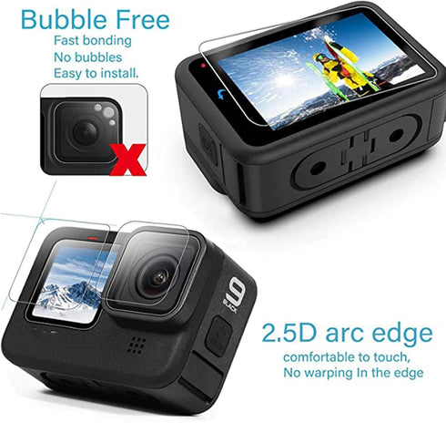 Accessories Kit Protective Soft Silicone Case for GoPro Hero 12/11/10/9 Black, Sleeve Case with Rubber Lens Cover + Screen Protector + Battery Sid...