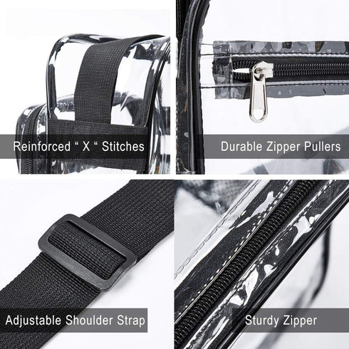 Clear Bag Stadium Approved, Clear Crossbody Messenger Shoulder Bag with Adjustable Strap for Concerts, Sports Events...