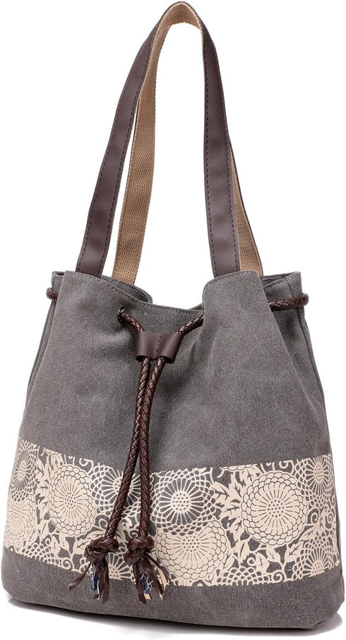 Women Printing Canvas Shoulder Bag Casual Hand Bags Purse Retro Tote Bags...