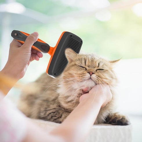 Self-Cleaning Slicker Brush for Dogs & Cats | Grooming Brush for Shedding | Skin-Friendly Dog & Cat Grooming | Deshedding Brush | Hair Brush for P...