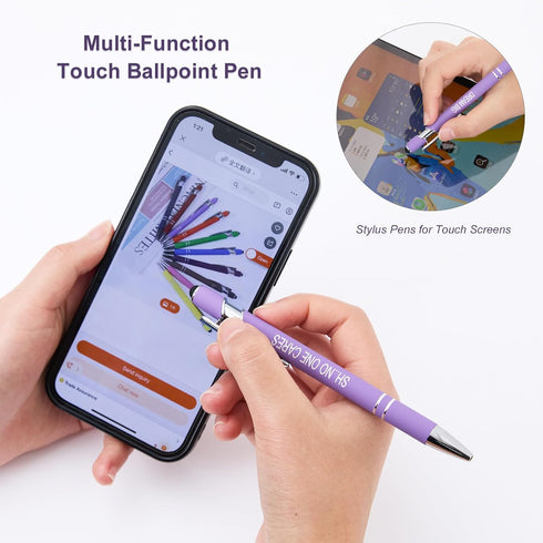 Funny Pens, 12 Pcs Pens Fine Point Smooth Writing Pens, Sarcastic Ballpoint Pens with Screens Touch Stylus Tips, Black Ink 1.0 Mm Snarky Pens, Gif...