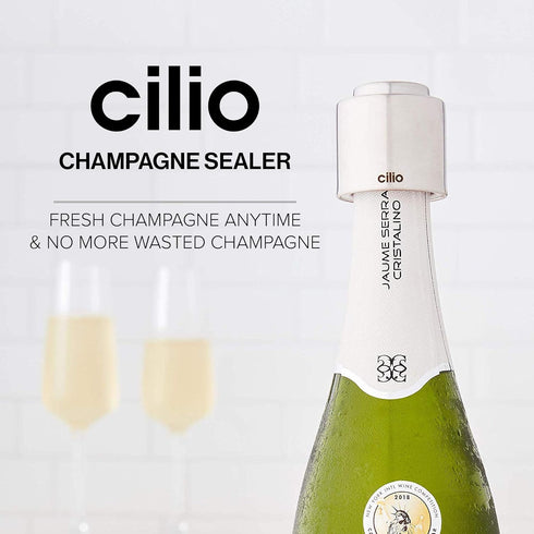 Cilio Stainless Steel Champagne Sealer, Bottle Stopper for Sealing Champagne Bottles Large...
