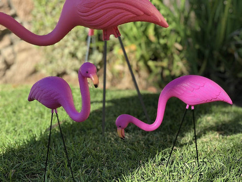 GIFTEXPRESS Pink Flamingos Yard Decorations - 4 Pack Small 14" Tall Plastic Flamingo Statue w/Metal Stakes - Lawn Ornaments & Garden Decor for Out...