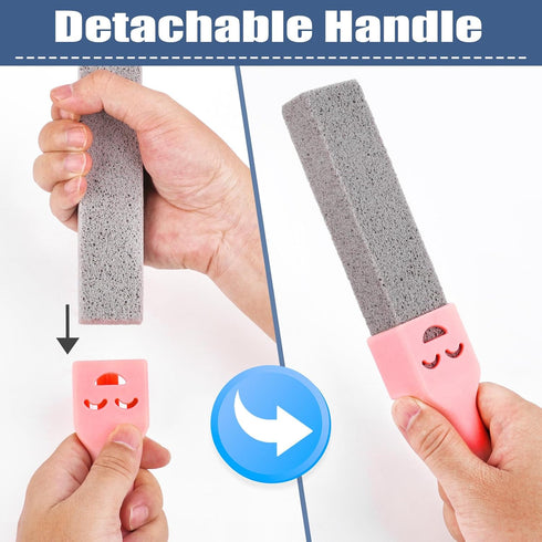 10 Packs Pumice Stone for Cleaning with 2 Universal Handle,Grey Pumice Stone Cleaner for Cleaning Toilets, Bathrooms, Kitchens, Spas, Pools, House...