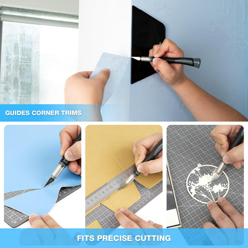 Gomake Wallpaper Smoothing Tool Wallpaper Brush Tools Kit with Felt Squeegee Craft Precision Knife for Paper Peel and Stick Wallpaper Car Wrap Vin...