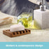 Soap Dish with Slanted Waterfall Design by HTB, Bar Soap Holder Teak Wood, Soap Saver for Shower, Bathroom, Sink, Kitchen and Countertop...