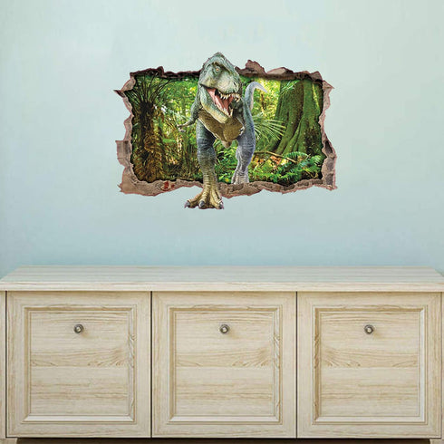 Dinosaur Forest Wall Stickers 3D Smashed Wall Decals Art Decor for Boys Kids Bedroom Nursery DIY...