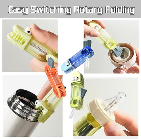 3-in-1 Cup Lid Cleaning Brush, Bottle Brush Set, Multi-purpose Gap Cleaning Brush, Kitchen Tool Cleaning Brush for Cup Lids, Milk Bottles, Molds(3...