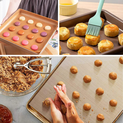 6 Sheets Silicone Baking Mats Non Stick Reusable,Oil Brush,Baking Mat Sheet Baking Tray Liner Set 30 * 40cm,Reusable Professional Quality,Nontoxic...