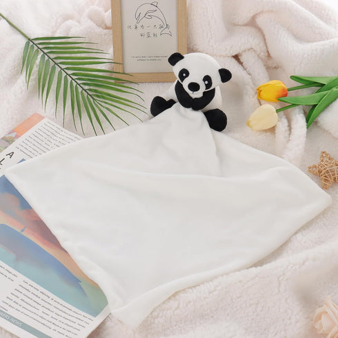 Apricot Lamb Stuffed Animals Security Blanket Panda Infant Nursery Character Blanket Luxury Snuggler Plush (White Panda, 10 Inches)...