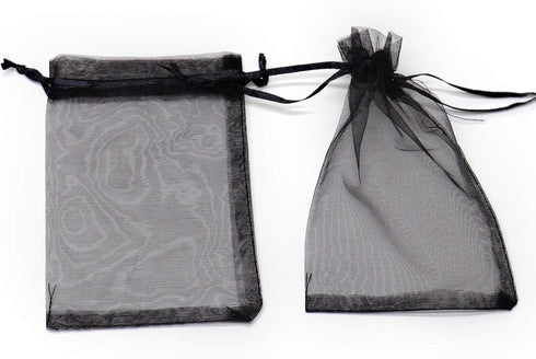 50Pcs Black Organza Bags 3x4 inch, Small Jewelry Bag Drawstring Mesh Gift Bags Wedding Party Favor Halloween Candy Pouches...