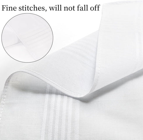 Goaste 24 Pack Cotton Handkerchiefs for Men, 16" Men's White Soft Hankies, Classic Pocket Square Towel with Hem for Suit, Gifting, Weddings, Tea P...