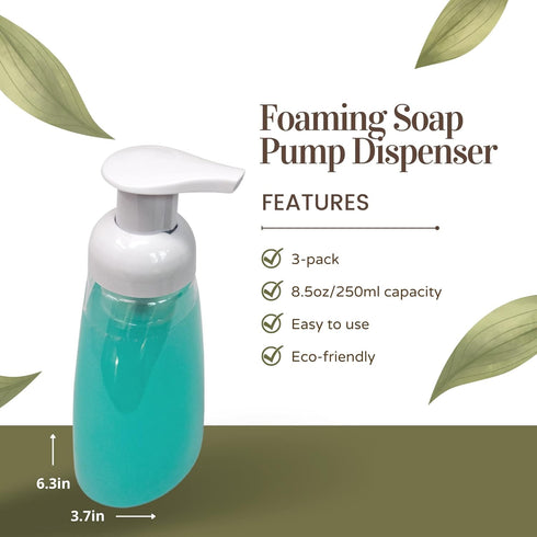Clear Plastic Foaming Bathroom Countertop Soap Dispensers, Foaming Pump Bottles, Refillable Plastic Container for Liquid Soap, Compatible with Dr ...