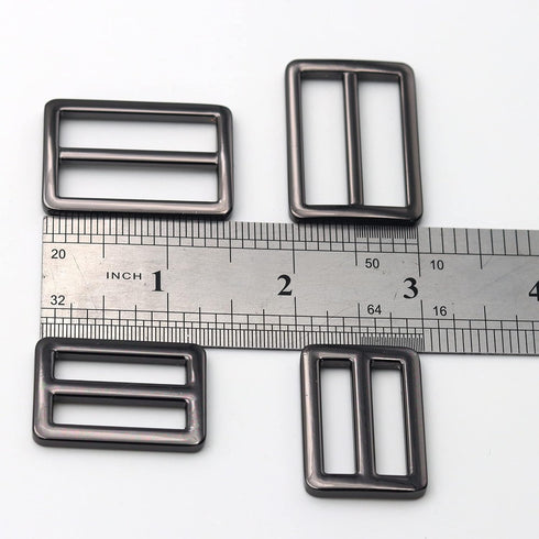 JWBIZ 8pcs Flat Metal Slide Buckle Belt Adjuster Sliders Tri Glide Strap Hardware Clasp (Gun Black, 1 1/4 Inch)...