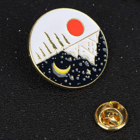 Enamel Pins for Backpacks Sun Moon Round Reversable Pin for Men and Women Day Night Brooch Pins for Jackets...