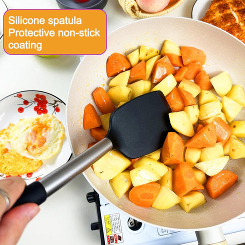 4Pcs Spatula, Silicone Spatula Turner Slotted Spatula Set Spoon, Spatulas Silicone Heat Resistant Wok Rubber Spatulas for Nonstick Cookware, Silic...