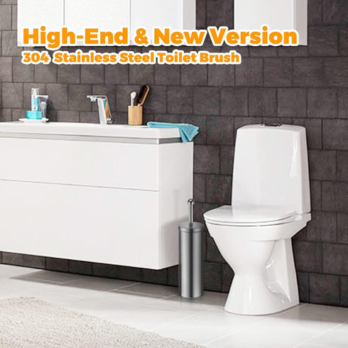 JIGA Toilet Brush and Holder, Stainless Steel Toilet Bowl Brush, Bathroom Toilet Bowl Scrubber Brush with Stiff Bristles...