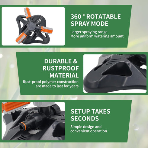 Lawn Sprinkler above Garden Sprinkler System Garden Water Sprinkler Lawn Sprinkler 360 Degree Adjustable Irrigation for Farmland Garden Lawn Child...