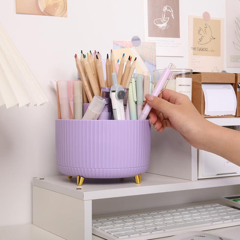 SKYDUE 360 Degree Rotating Desk Organizer, Dual-Purpose Pencil Pen Holder for Desk, Rotating Desk Pen Organizer with 5 Slots, Art Supplies, Pencil...