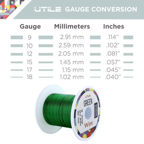 UTILE Armature Aluminum Wire 100 ft 18 Gauge 1.2 mm Anodized Craft Bendable Wire – Sculpting Metal Green Wire for Bonsai Trees, Clay, Crafts, Plan...