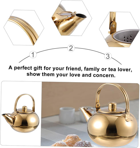 1pc Stainless Steel Pot Cast Iron Pot Stainless Steel Stove Top Kettle Cast Iron Teapot Kettle with Strainer Large Capacity Kettle Kung Fu Tea Ket...