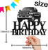 Pickup Truck Cake Topper Happy Birthday Theme Black Glitter Decor Picks for Kids Adult Birthday Party Decorations Supplies...
