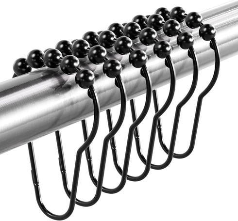 Titanker Shower Curtain Rings Hooks, Rust-Resistant Metal Shower Curtain Hooks for Bathroom Shower Rods Shower Hooks Shower Rings for Curtain - Se...