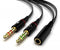 Maeline Headphone Splitter Adapter, 3.5mm Mic Cable for Computer, Headset 3.5mm Female to 2 Dual Male Microphone Audio Stereo Jack Earphones Port ...