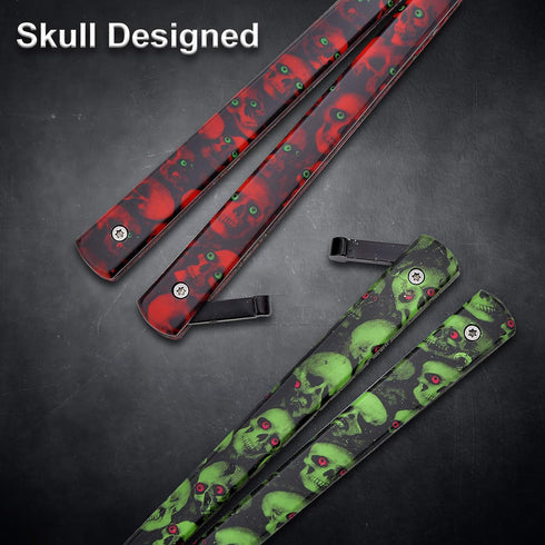 Practice Butterfly Knife Trainer, 2 Pack Steel Folding Comb, Unsharpened Blade, No offensive Bilsong for Beginners Training Outdoor Indoor Camping...
