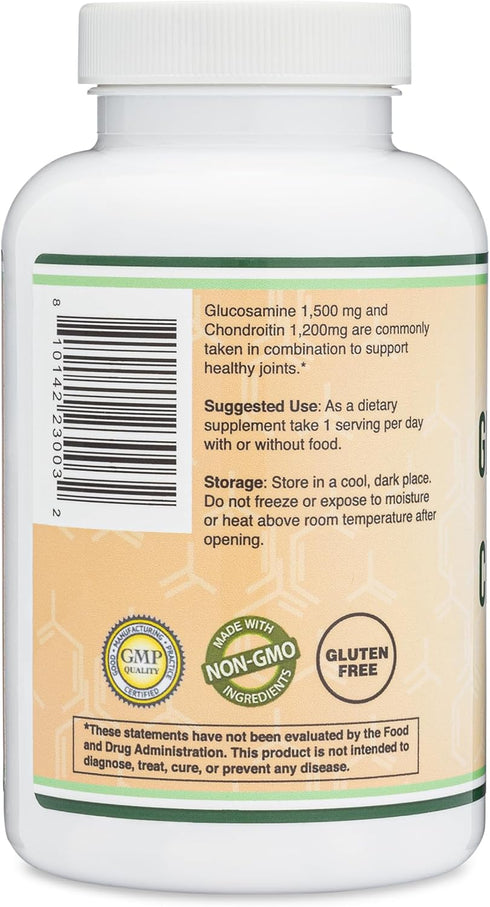 Glucosamine Chondroitin Triple Strength (1,500mg Glucosamine Sulfate, 1,200mg Chondroitin) 180 Tablets, Two Month Supply (Joint Support Supplement...