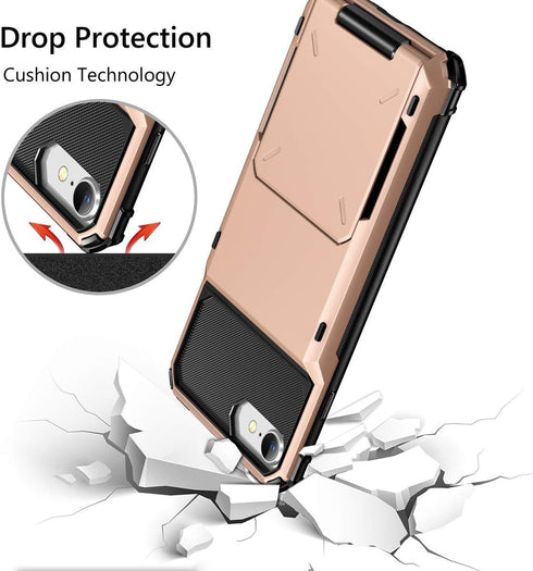 Vofolen Case for iPhone 6s 6 7 8 SE2 Case Wallet Credit Card Holder ID Slot Pocket Scratch Resistant Dual Layer Protective Bumper Rubber Armor Har...