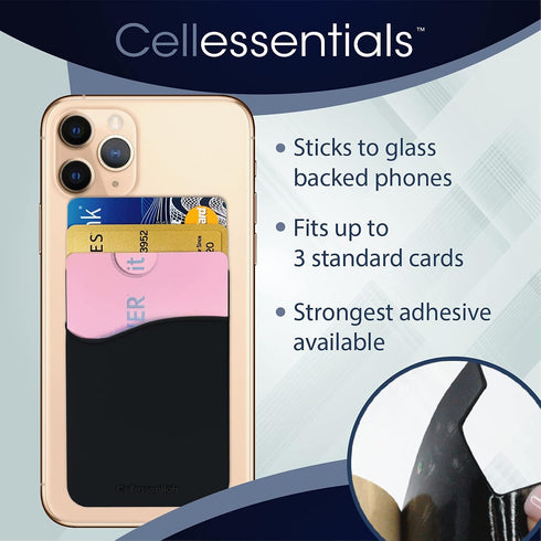 USA Merchant Redesigned Card Holder - Silicone Stick on Cell Phone Wallet with Pocket for Credit Card ID Business Card - iPhone Android & Smartpho...